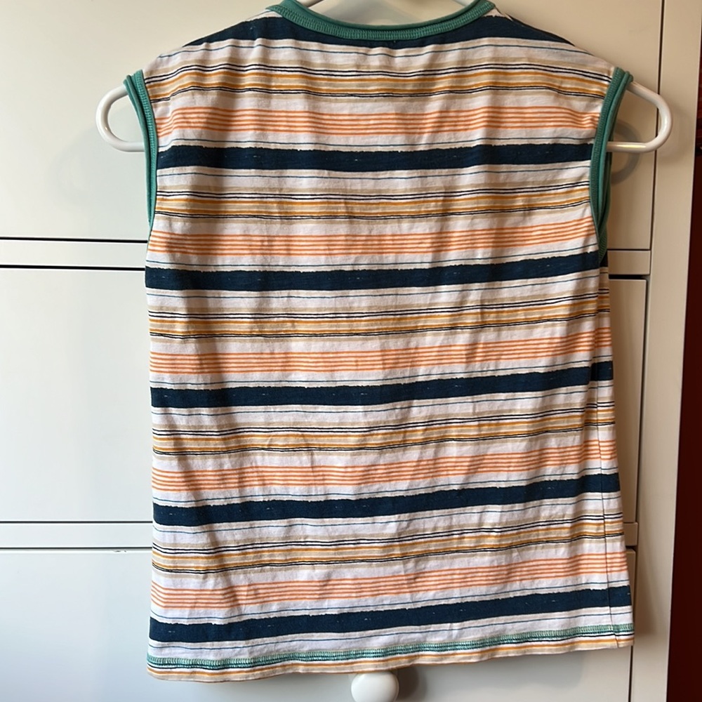 Matilda Jane Clothing Boys āBest Summer Everā Striped Muscle Tee Tank Top Size 6 - Picture 5 of 8